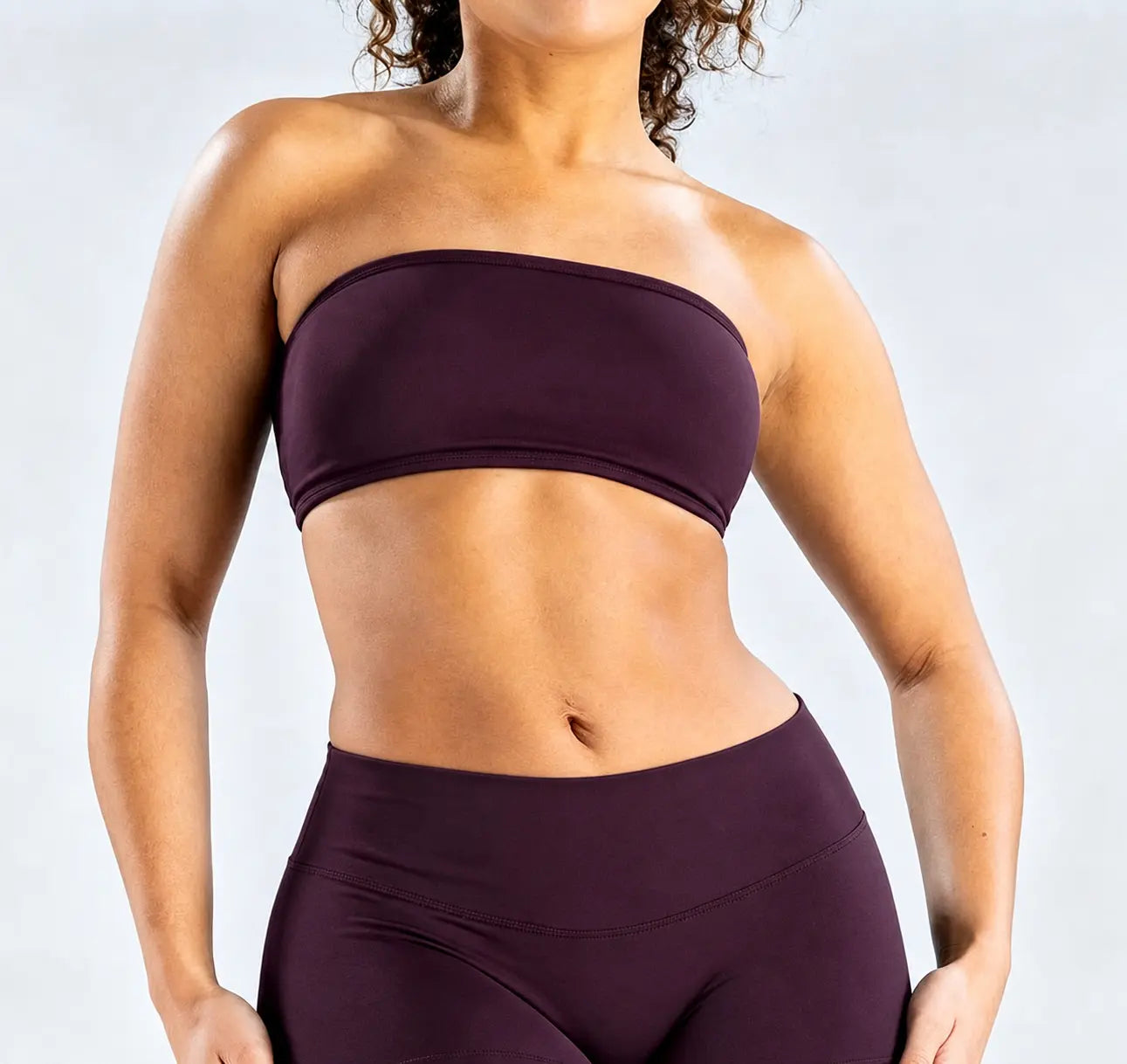(With Logo) DFYNE Women'S Nylon Polyamid Seamless Strapless Sports Bra, No Slip Strappy Back Bandeau, Supportive Female Wear Crop Top for Gym & HIIT, Yoga, Pilates Workout Bra Athleisure Bra