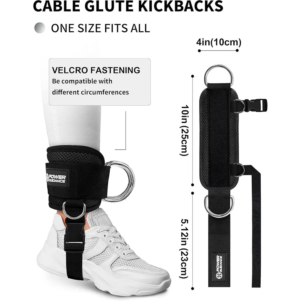 POWER GUIDANCE Cable Machine Ankle Strap - Professional Adjustable Strap with D-Rings for Glute Kickbacks, Leg Extensions, Secure Hold for Heavy Sets