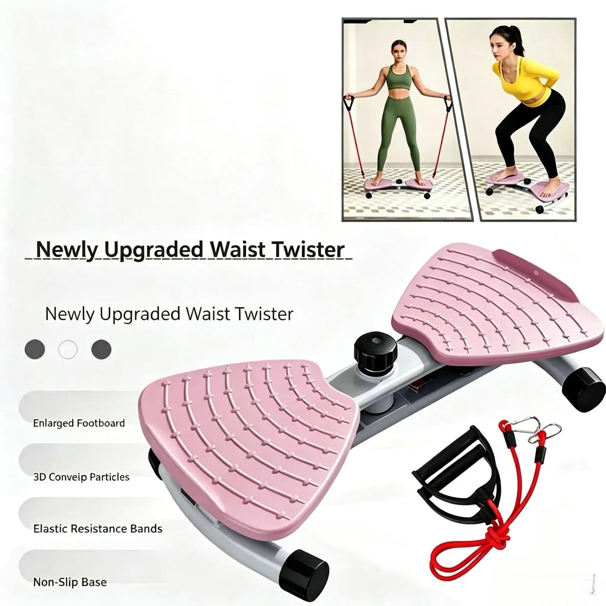 Upgraded Waist Twister Board with Resistance Bands - Core Exercise Tool, Stomach Workout Equipment, Smooth Anti-Skid Indoor Leisure Home Ab Training Fitness Gear