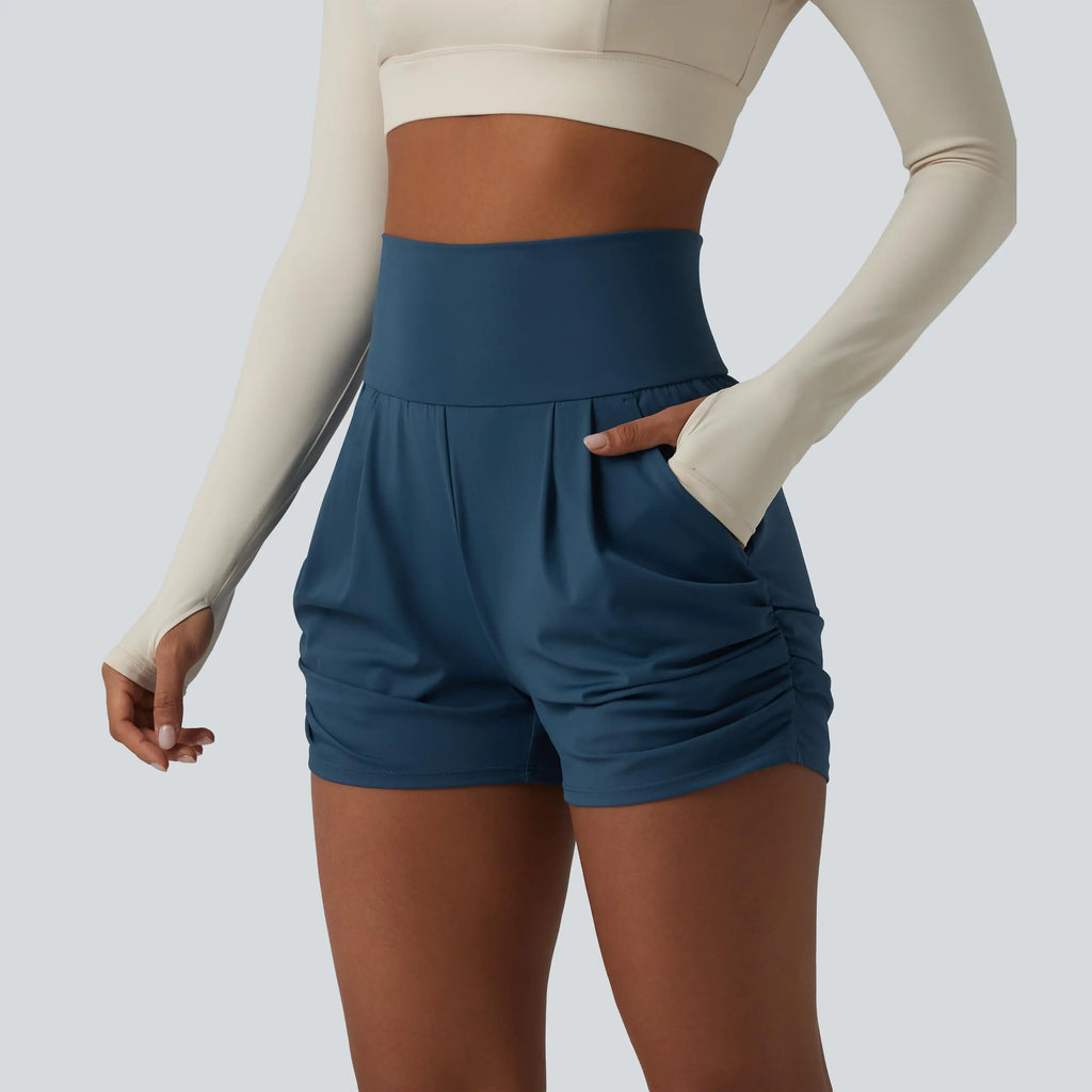 Halara Softlyzero™ Airy High Waisted Ruched Instantcool Yoga Shorts 3'' with Pockets