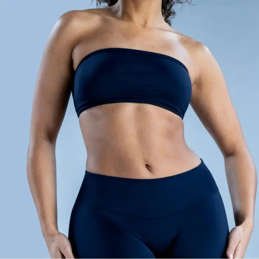 (With Logo) DFYNE Women'S Nylon Polyamid Seamless Strapless Sports Bra, No Slip Strappy Back Bandeau, Supportive Female Wear Crop Top for Gym & HIIT, Yoga, Pilates Workout Bra Athleisure Bra