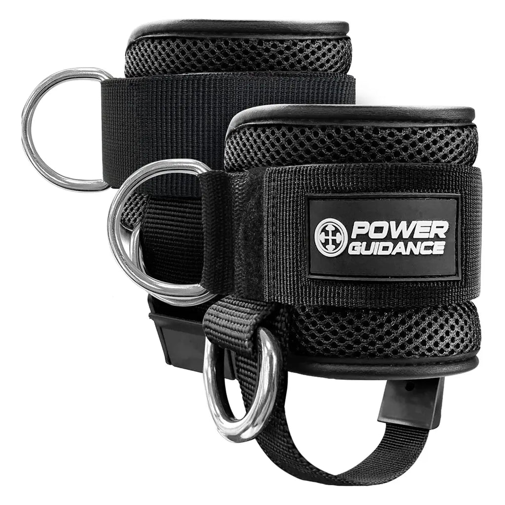 POWER GUIDANCE Cable Machine Ankle Strap - Professional Adjustable Strap with D-Rings for Glute Kickbacks, Leg Extensions, Secure Hold for Heavy Sets
