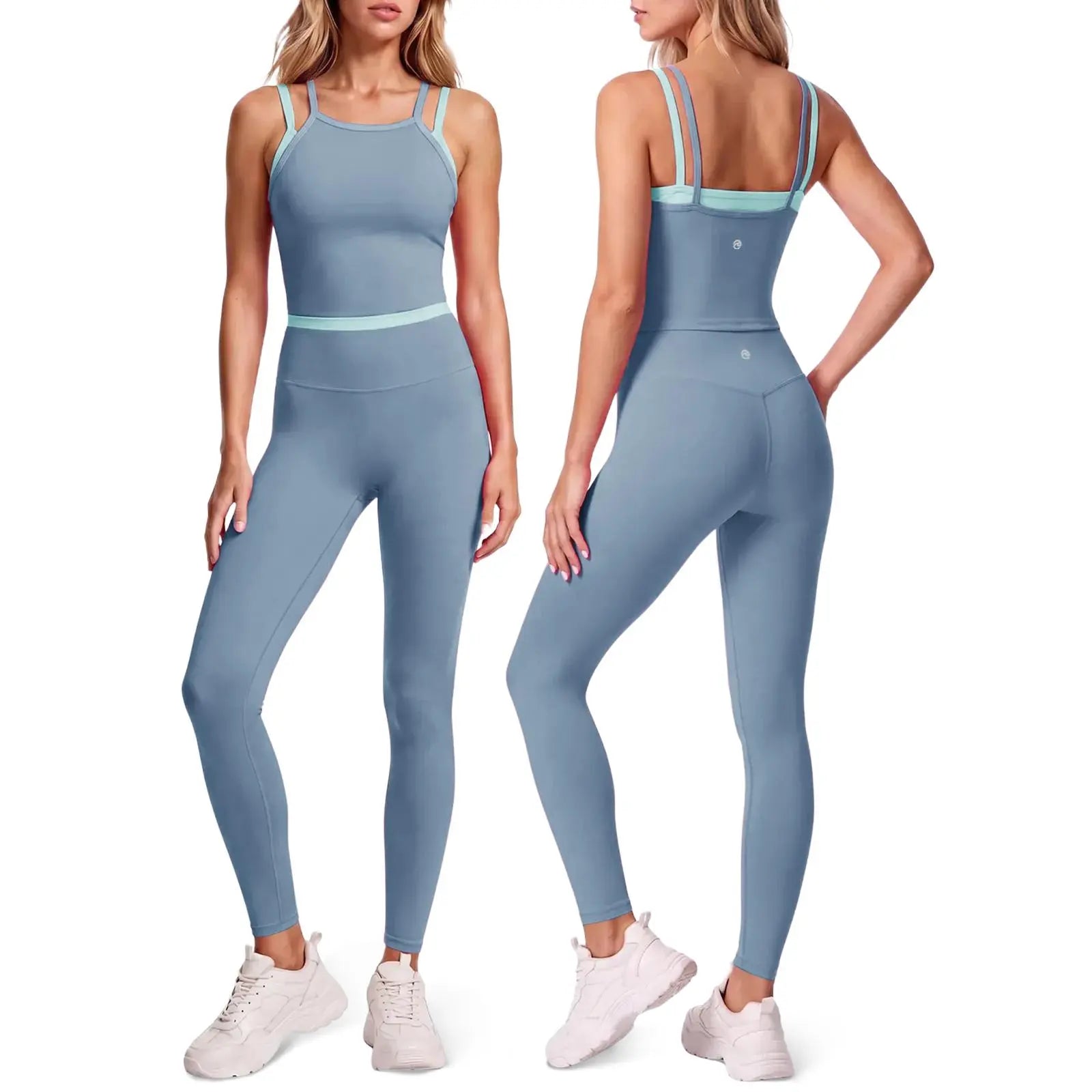 Aoysky Women'S 2-Piece High Elastic Activewear Workout Set - Padded Sleeveless Camisole Tank Top, High Waisted Fitted Leggings, Quick Dry Gymswear for Fitness Training, Yoga, 2 Piece Sets