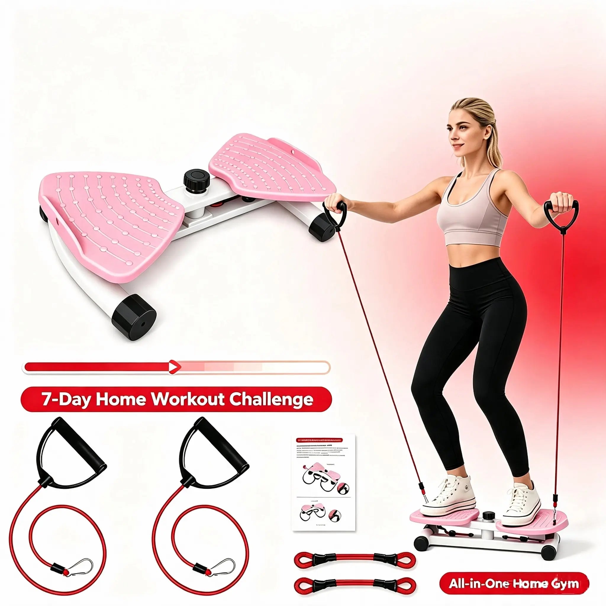 Waist Rotation Workout Machine Twister Board with Detachableresistance Bands,Rotatingbalance Trainer with Massage Nodes, Non-Slip Waist Twisting Plate, Compact Portablehome Gym Gear for Full Body Exercise, Indoorfitness Equipment for Home & Office