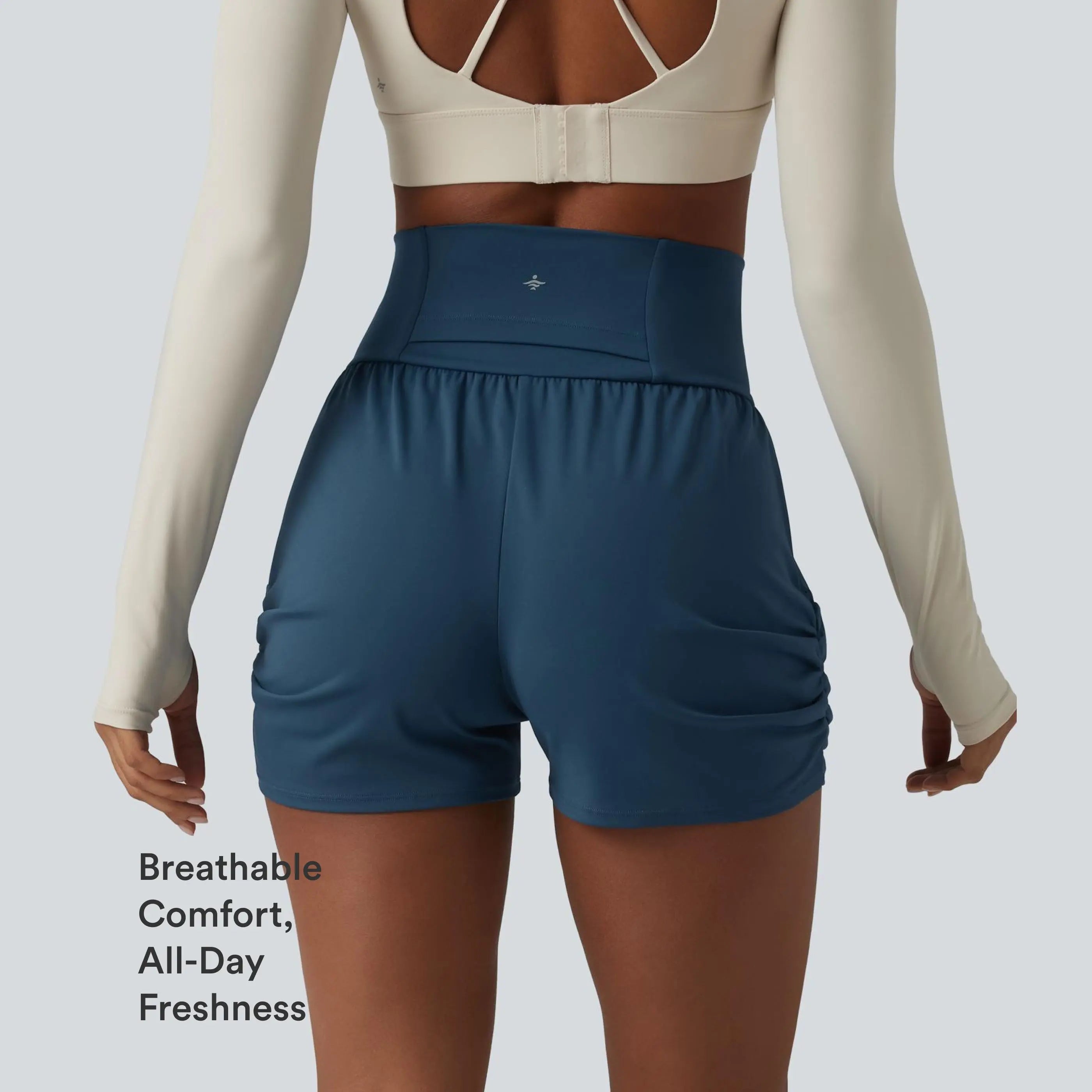 Halara Softlyzero™ Airy High Waisted Ruched Instantcool Yoga Shorts 3'' with Pockets