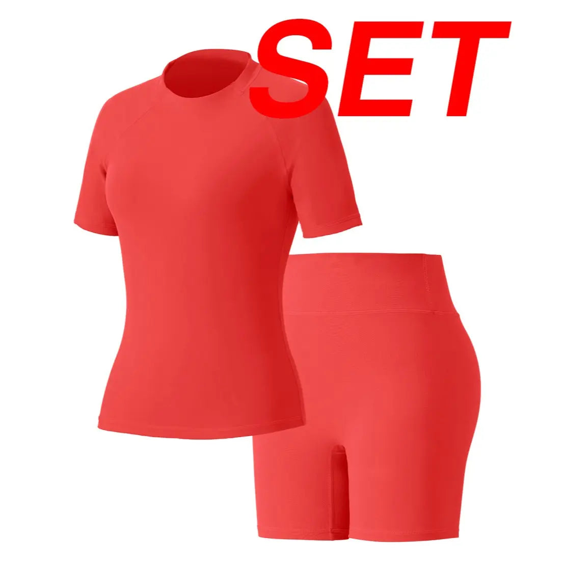 Uncia Active Women Stylish Raglan Short Sleeve Yoga Matching Set, Soft Stretch Crop Top & High Waist Biker Shorts Separates, Multi-Color Moisture Wicking Workout Activewear for Sports Daily Wear Backtoschool,Back to School,Back to School Haul Tiktokshopba