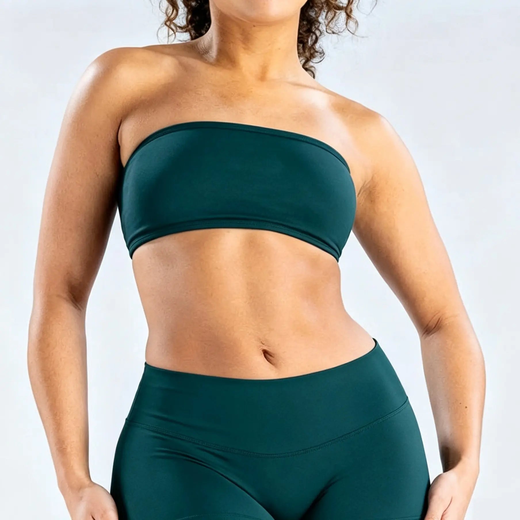 (With Logo) DFYNE Women'S Nylon Polyamid Seamless Strapless Sports Bra, No Slip Strappy Back Bandeau, Supportive Female Wear Crop Top for Gym & HIIT, Yoga, Pilates Workout Bra Athleisure Bra