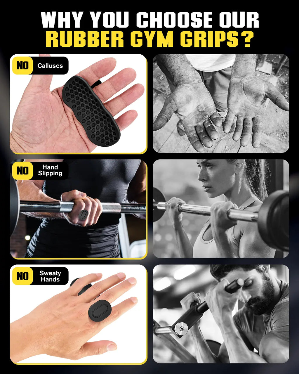 Weight Lifting Grips for Women & Men, Anti-Slip Rubber Gym Gloves for Palm Protection, Suitable for Dumbbell、Pull-Up、Deadlift, Home Gym Accessories, Athletic Accessory