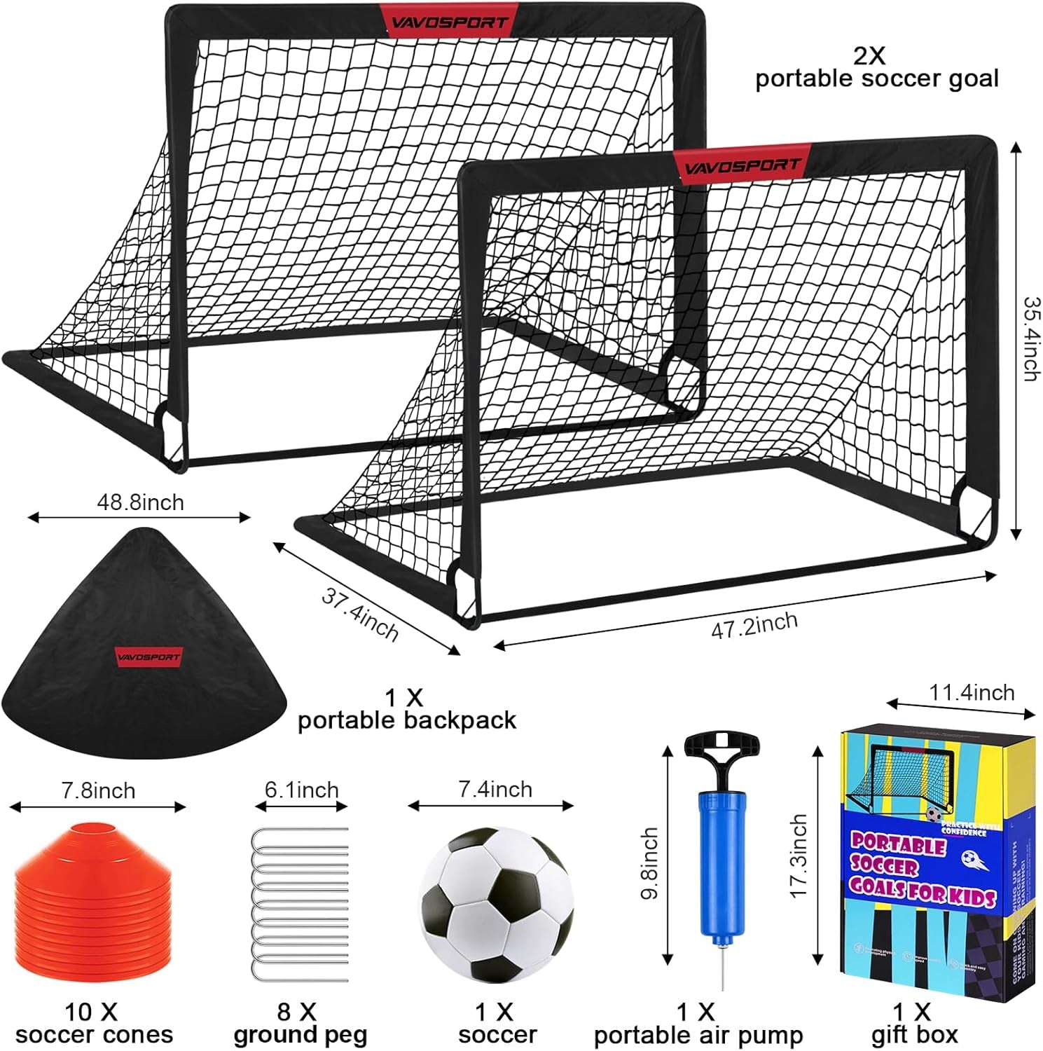 Kids Soccer Goals for Backyard Set of 2,Soccer Training Equipment