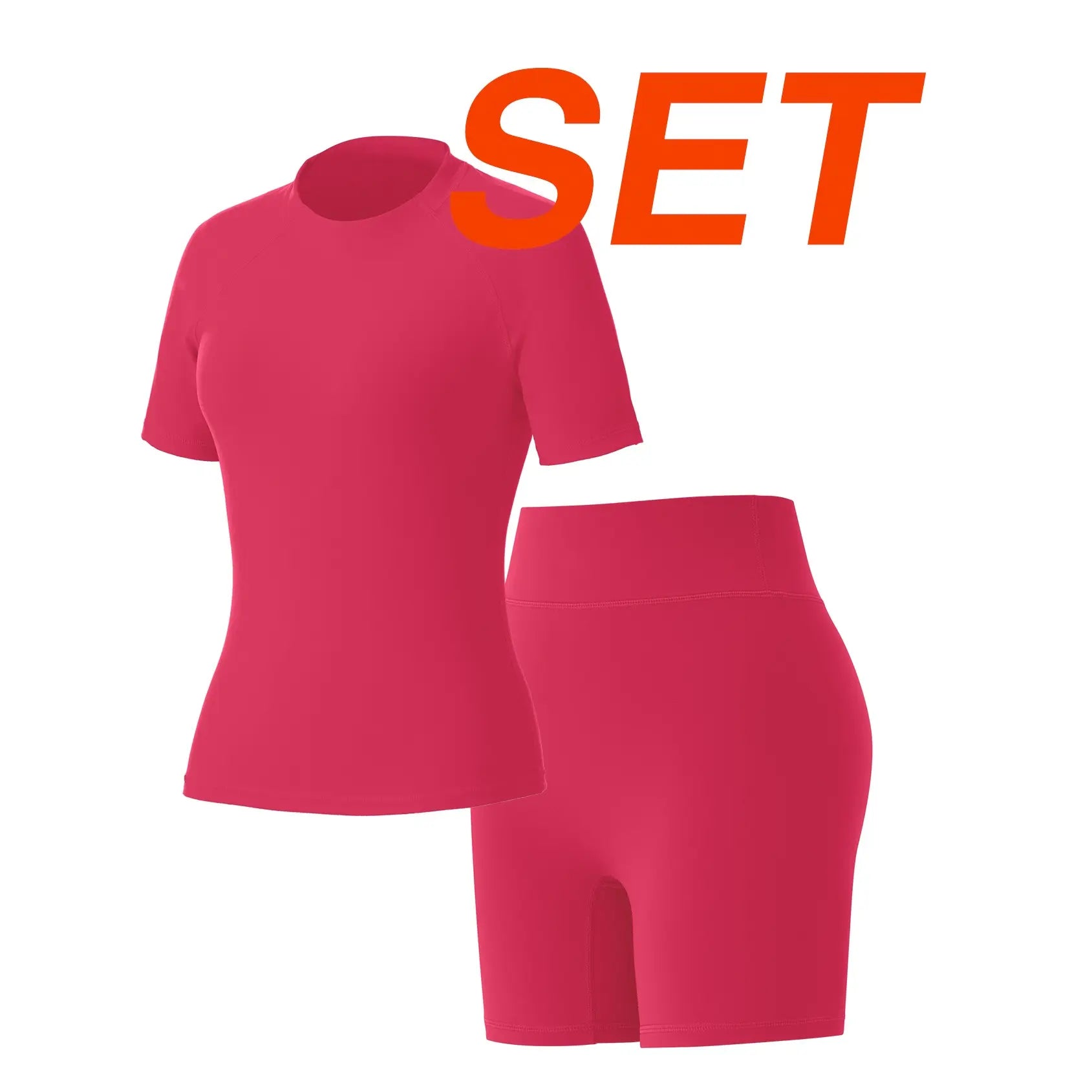 Uncia Active Women Stylish Raglan Short Sleeve Yoga Matching Set, Soft Stretch Crop Top & High Waist Biker Shorts Separates, Multi-Color Moisture Wicking Workout Activewear for Sports Daily Wear Backtoschool,Back to School,Back to School Haul Tiktokshopba