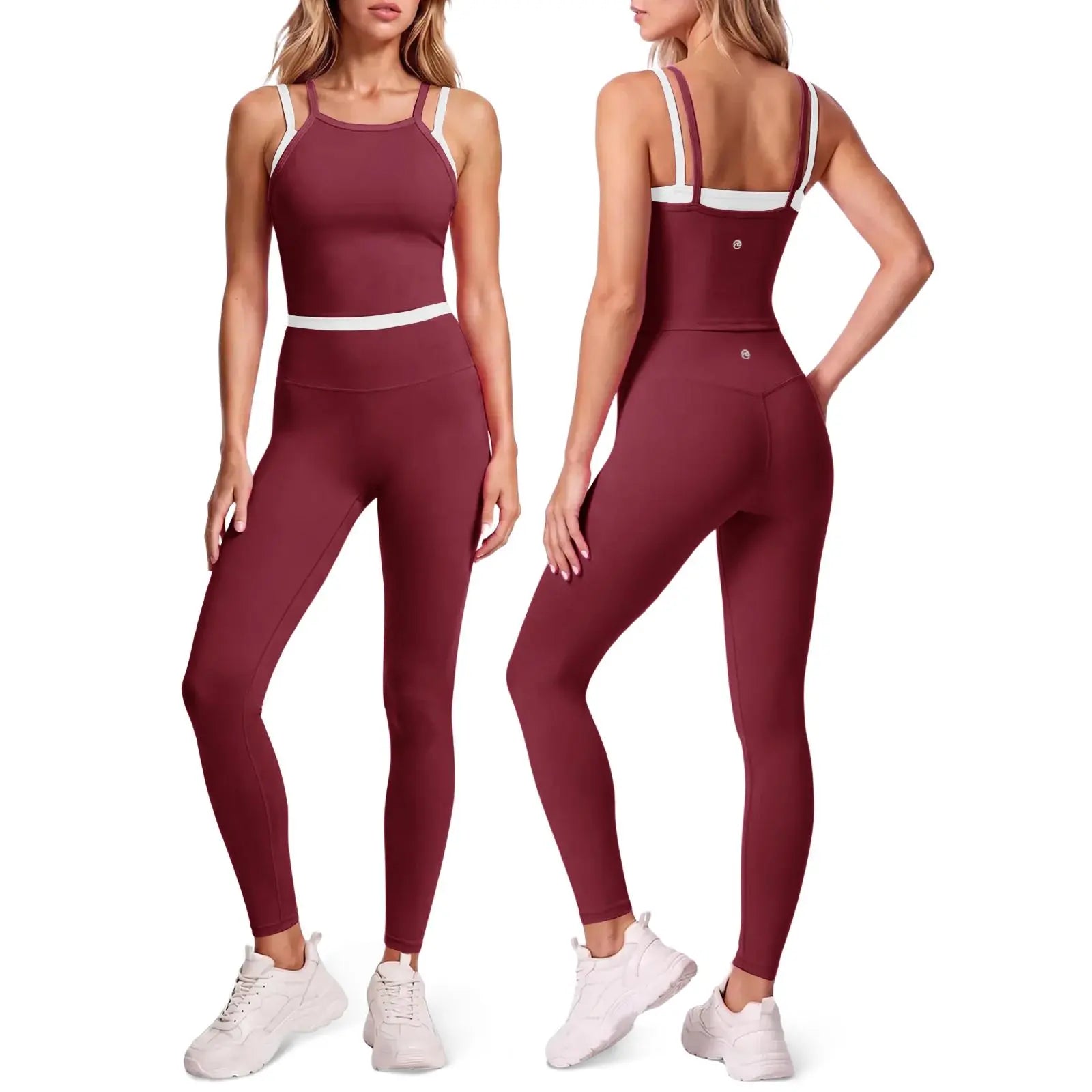 Aoysky Women'S 2-Piece High Elastic Activewear Workout Set - Padded Sleeveless Camisole Tank Top, High Waisted Fitted Leggings, Quick Dry Gymswear for Fitness Training, Yoga, 2 Piece Sets