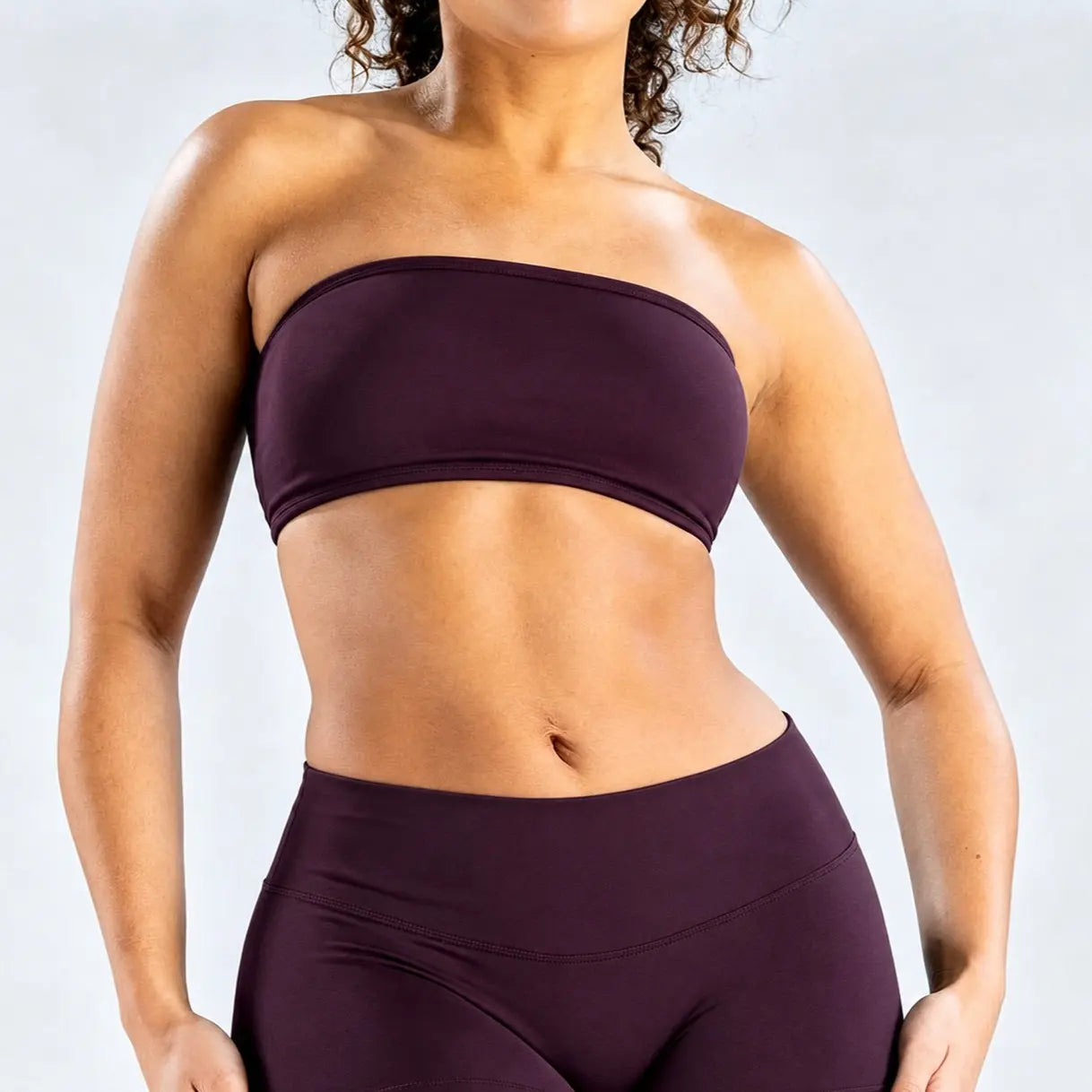 (With Logo) DFYNE Women'S Nylon Polyamid Seamless Strapless Sports Bra, No Slip Strappy Back Bandeau, Supportive Female Wear Crop Top for Gym & HIIT, Yoga, Pilates Workout Bra Athleisure Bra