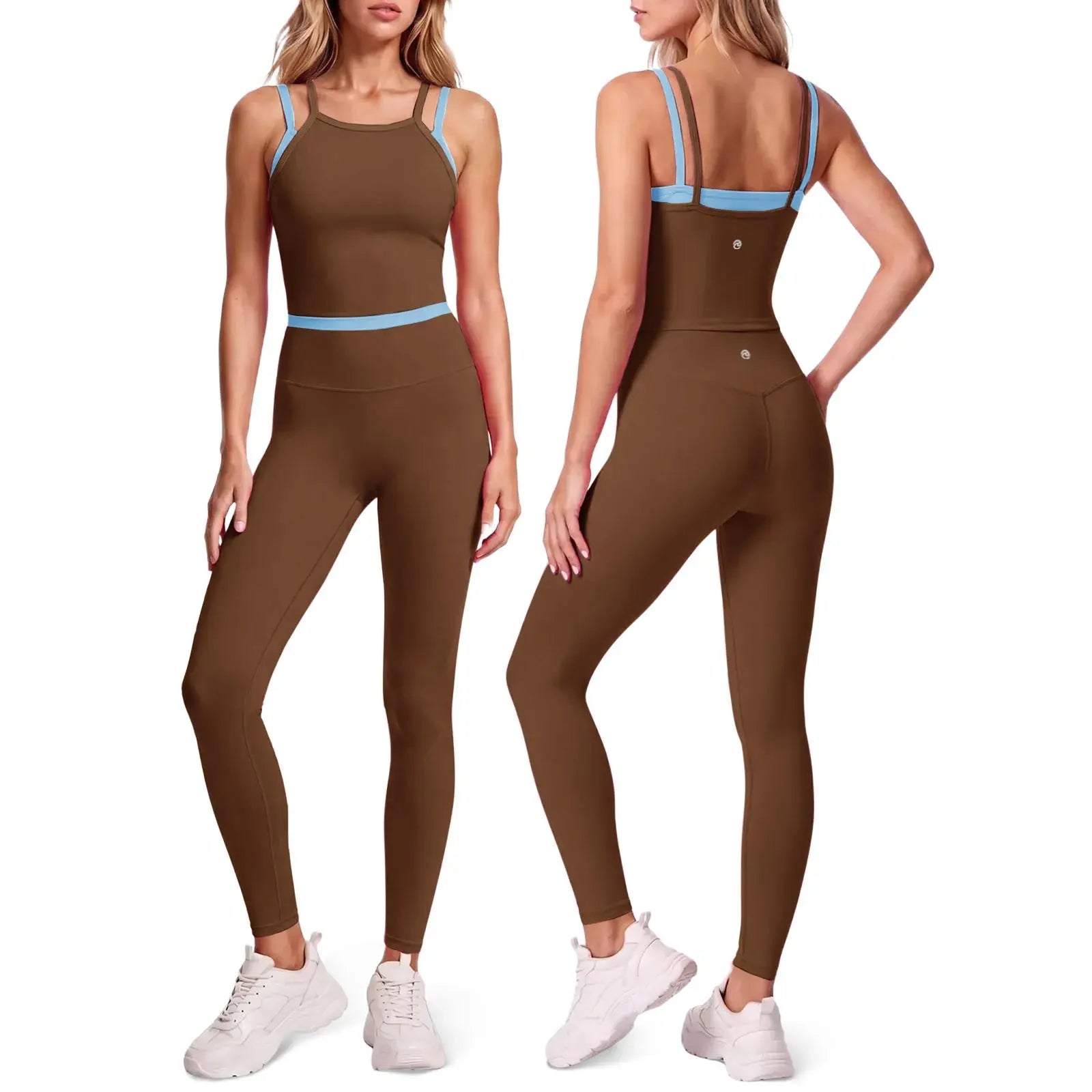 Aoysky Women'S 2-Piece High Elastic Activewear Workout Set - Padded Sleeveless Camisole Tank Top, High Waisted Fitted Leggings, Quick Dry Gymswear for Fitness Training, Yoga, 2 Piece Sets