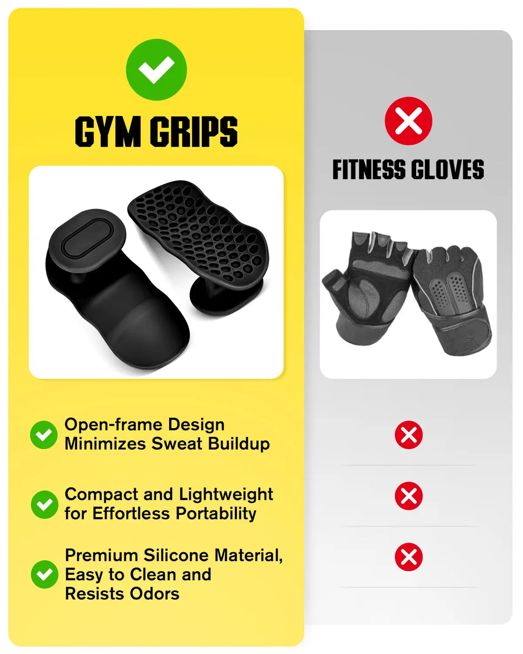 Weight Lifting Grips for Women & Men, Anti-Slip Rubber Gym Gloves for Palm Protection, Suitable for Dumbbell、Pull-Up、Deadlift, Home Gym Accessories, Athletic Accessory